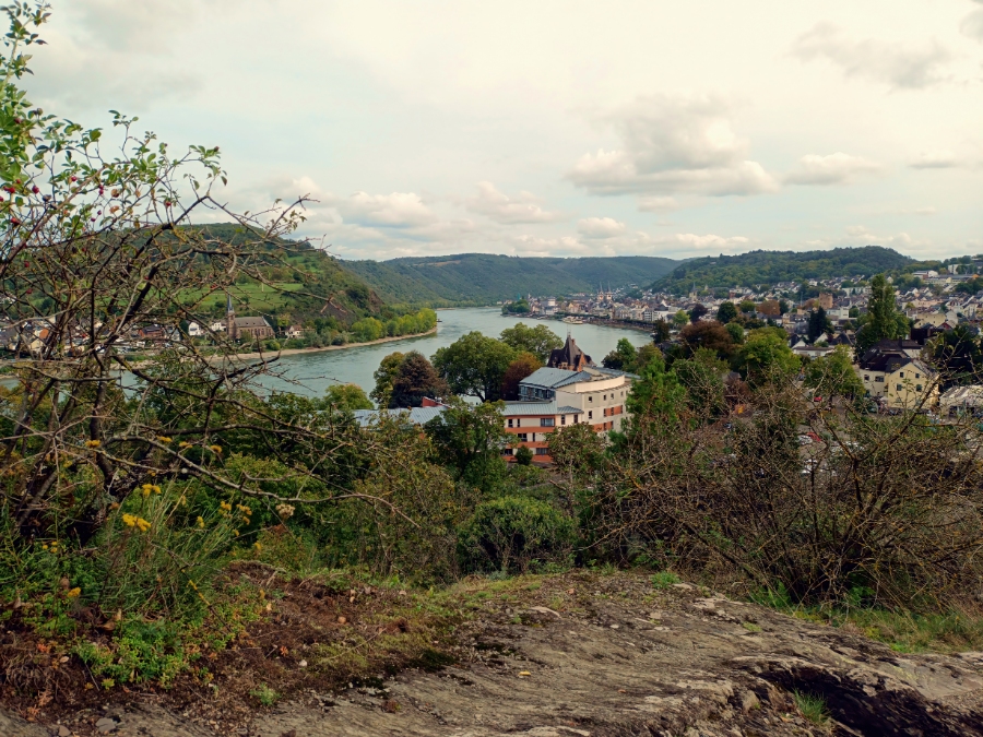 Middle Rhine Valley 10 Overcast sky above Boppard, Germany, with gray clouds dominating the scene.