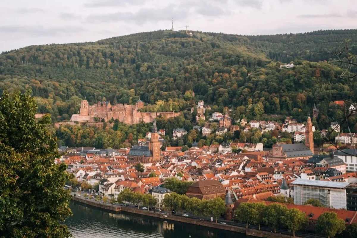 Panoramic scenic travel photography of Heidelberg, Germany