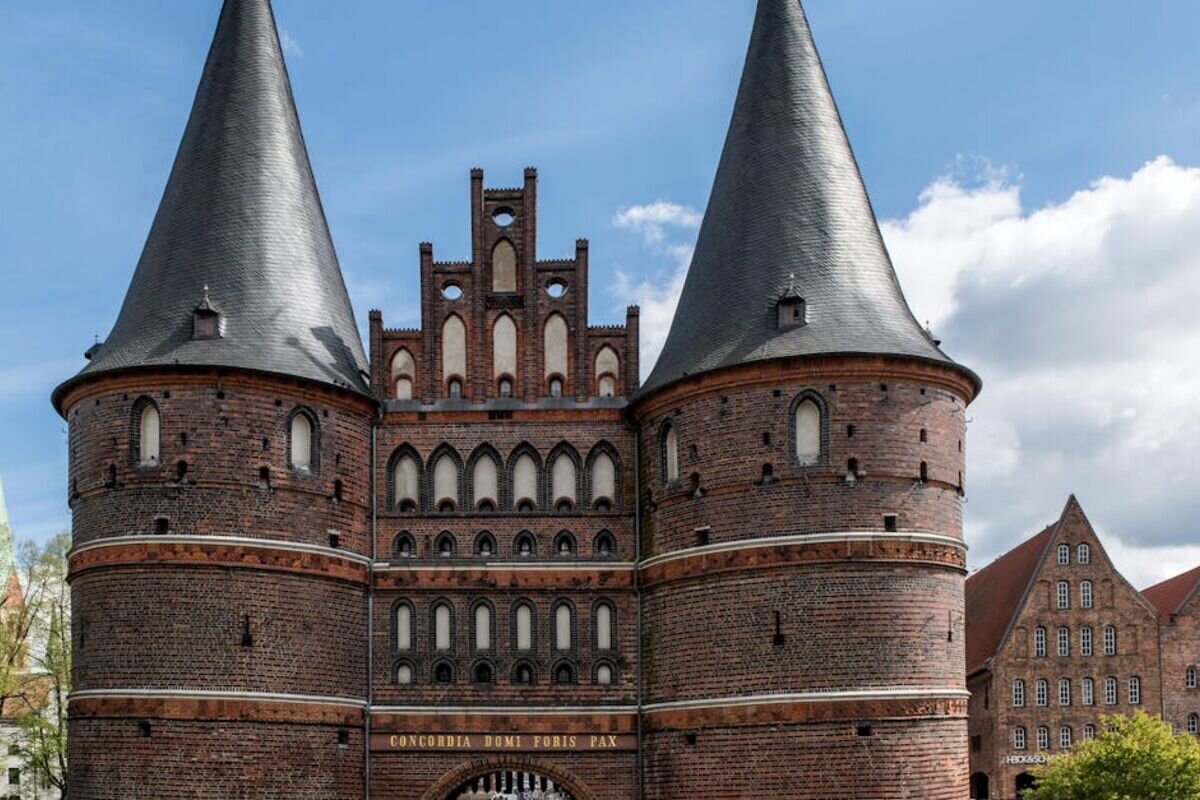 Panoramic scenic travel photography of Lubeck, Germany