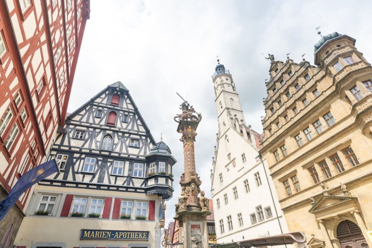 Panoramic scenic travel photography of Rothenburg Ob Der Tauber, Germany