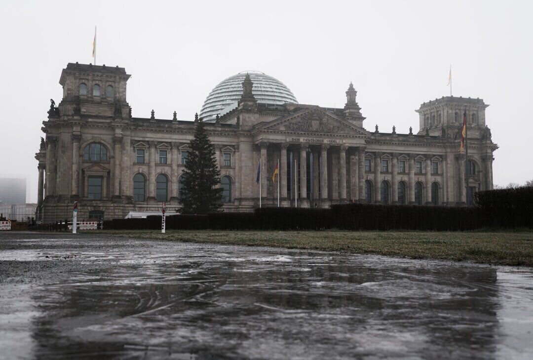 Historical landmark and visitor view of Reichstag Building, Germany