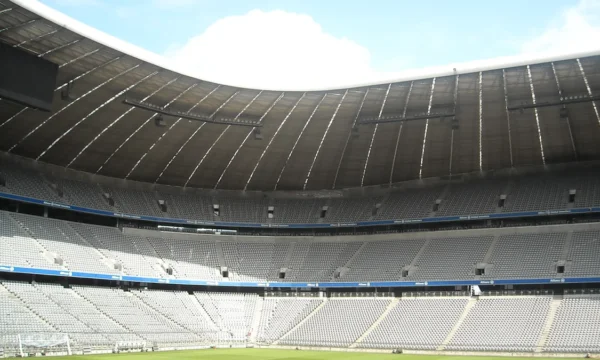 Scenic view and travel landmark guide for Allianz Arena, Germany