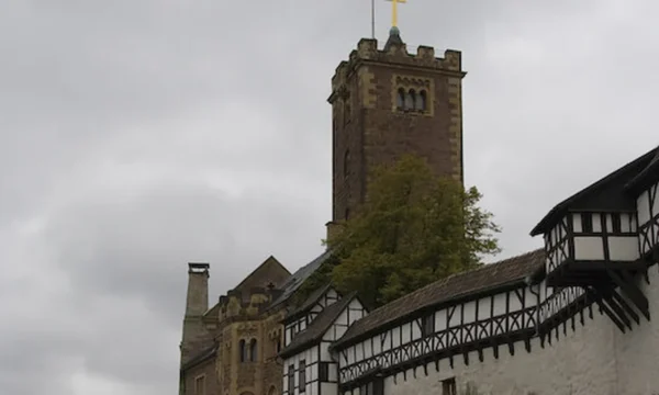 Scenic view and travel landmark guide for Wartburg Castle, Germany